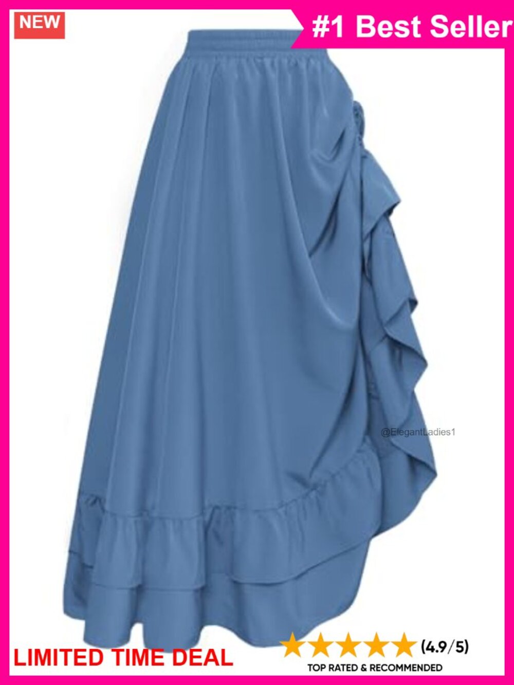 Renaissance Maxi Skirt A-Line Ruffle Hem High Waist Long Flowy Cosplay